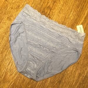 Soma Embraceable Super Soft Geo High Leg Panties in Shining Stripe Blue Foil XL